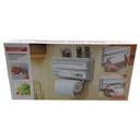 Portarrollo x3, de plástico para amurar, papel film aluminio, en caja
