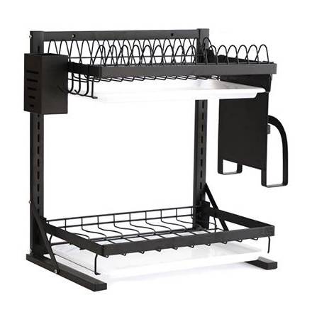 Escurridor de platos, de metal, 2 pisos, estantes para amurar a la pared, en caja