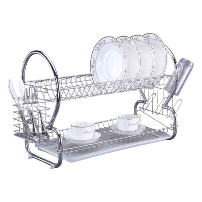 [HA3224] Escurridor de platos, de metal, 2 pisos, 2 modelos, acero inoxidable, en caja