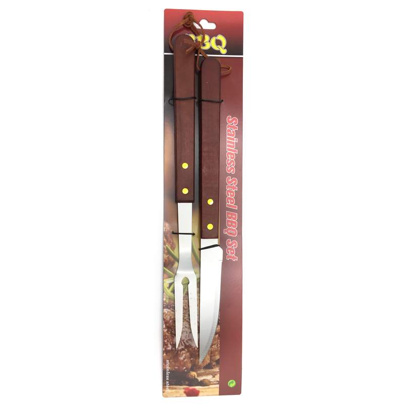 [HA3304] Set de parrilla x2 mango largo de madera, en cartón