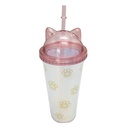 Vaso con sorbito, de acrílico 380ml, tapa rosca, en bolsa, varios diseños