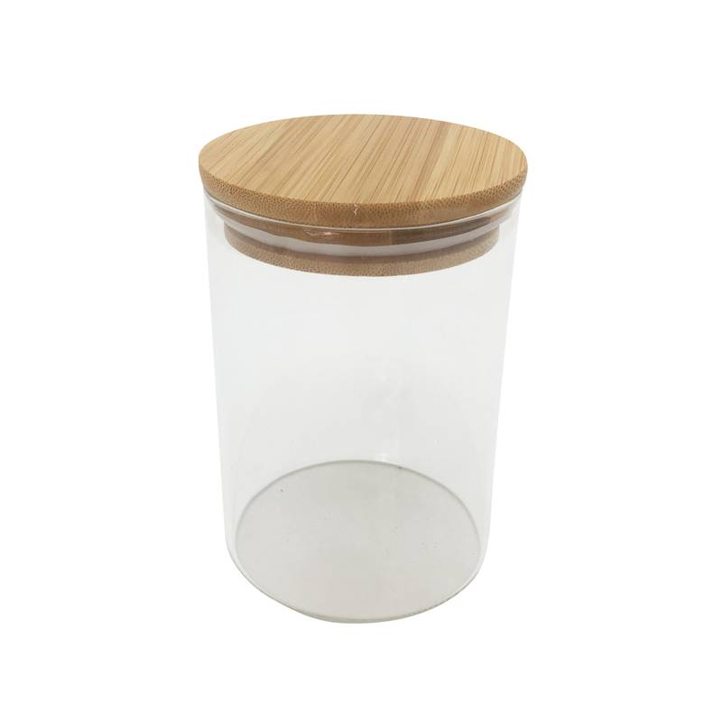 [HA3387] Frasco de vidrio con tapa de bambú 650ml