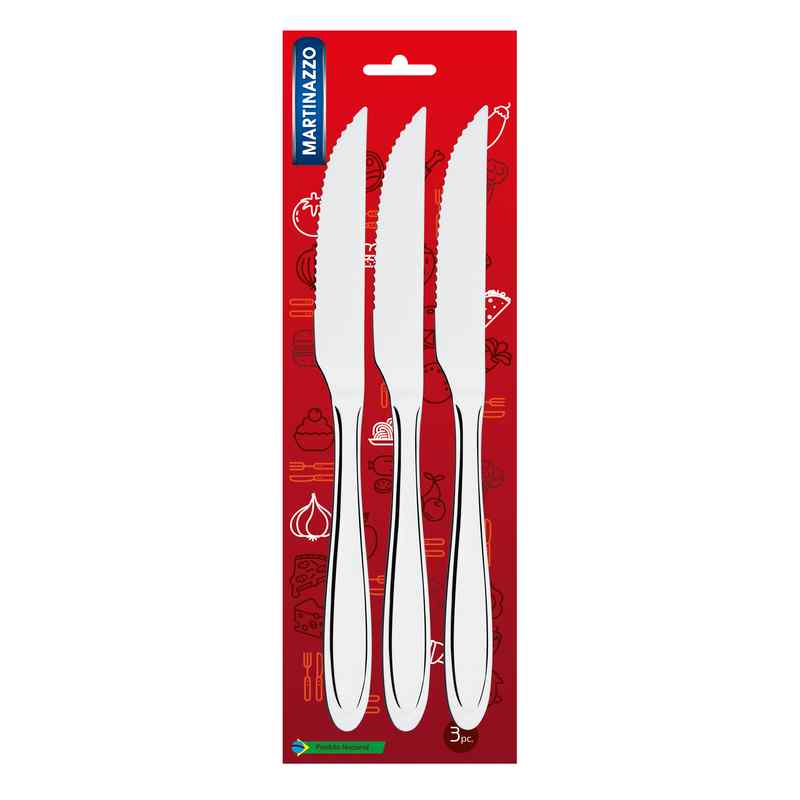 Cubiertos cuchillos de mesa x3 en blister acero inoxidable, ATUAL MARTINAZZO