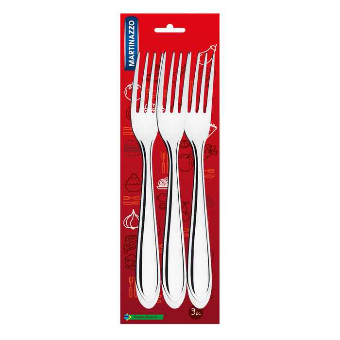 [HA3419] Cubiertos tenedores de mesa x3 acero inoxidable en blister, ATUAL MARTINAZZO