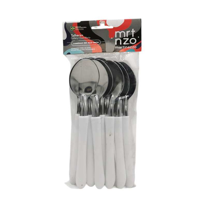 [HA3427BL] Cubiertos cucharas de mesa x12 en bolsa acero inoxidable BLANCO, ELEGANCE MARTINAZZO