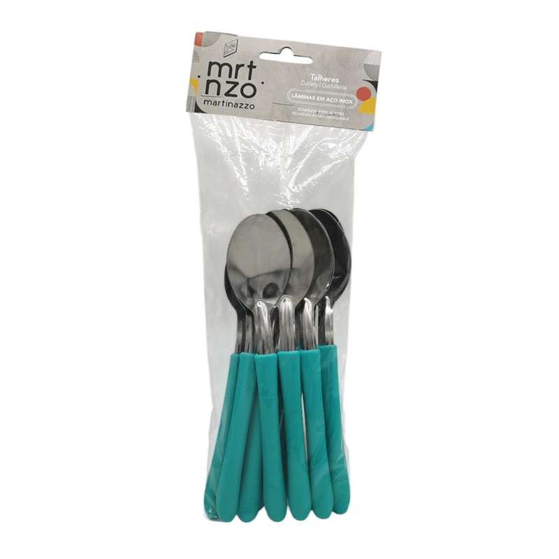 [HA3427VD] Cubiertos cucharas de mesa x12 en bolsa acero inoxidable VERDE, ELEGANCE MARTINAZZO