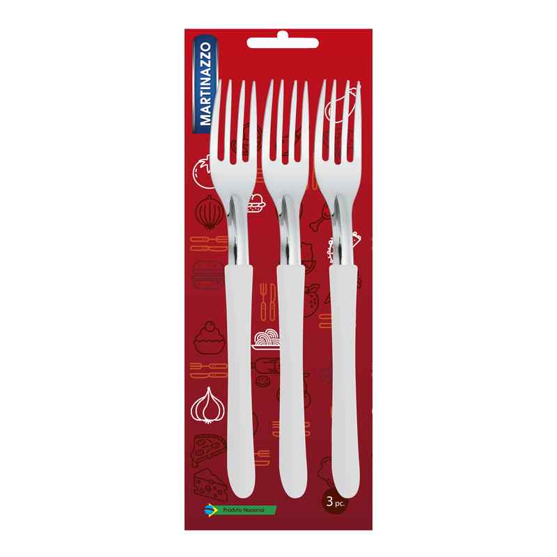[HA3439BL] Cubiertos tenedor de mesa x3 en blister, acero inoxidable BLANCO, ELEGANCE MARTINAZZO