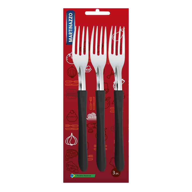 [HA3439NG] Cubiertos tenedor de mesa x3 en blister, acero inoxidable NEGRO, ELEGANCE MARTINAZZO