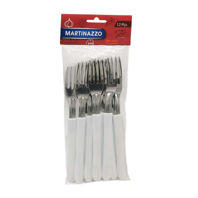 Cubiertos tenedores de mesa x12 en bolsa acero inoxidable BLANCO, ELEGANCE MARTINAZZO