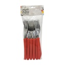 Cubiertos tenedores de mesa x12 en bolsa acero inoxidable ROJO, ELEGANCE MARTINAZZO
