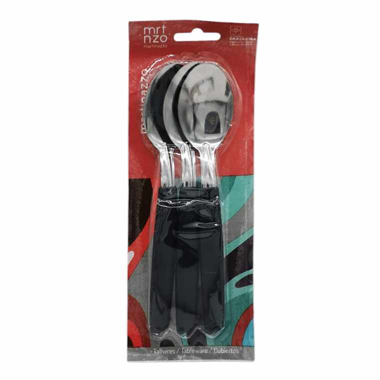 [HA3451NG] Cubiertos cucharas de mesa x3 en blister acero inoxidable NEGRO, PIEMONTE MARTINAZZO