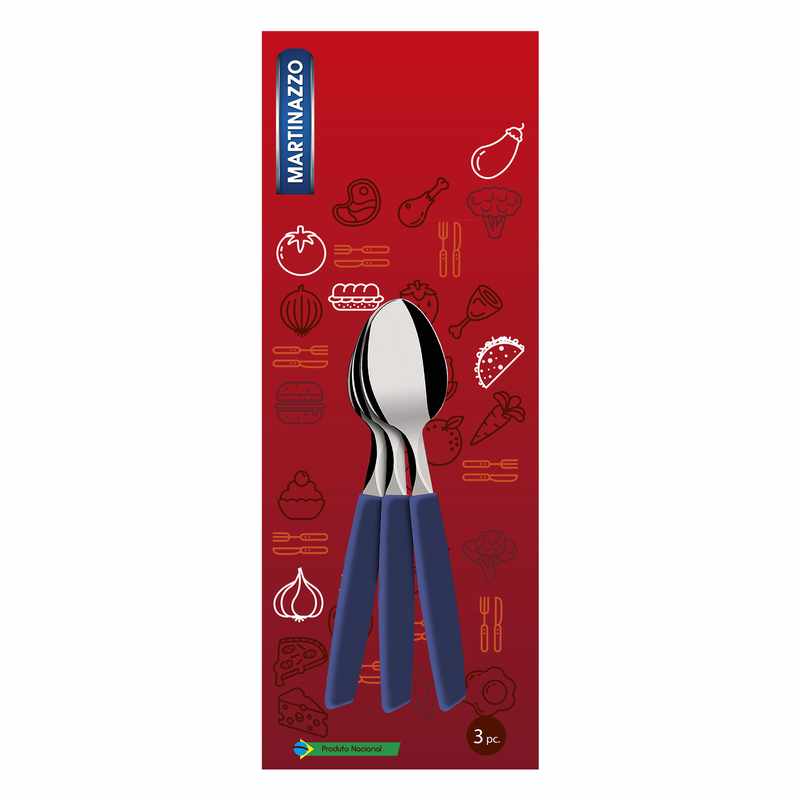 [HA3453AZ] Cubiertos cucharas de té x3 en blister acero inoxidable AZUL, PIEMONTE MARTINAZZO