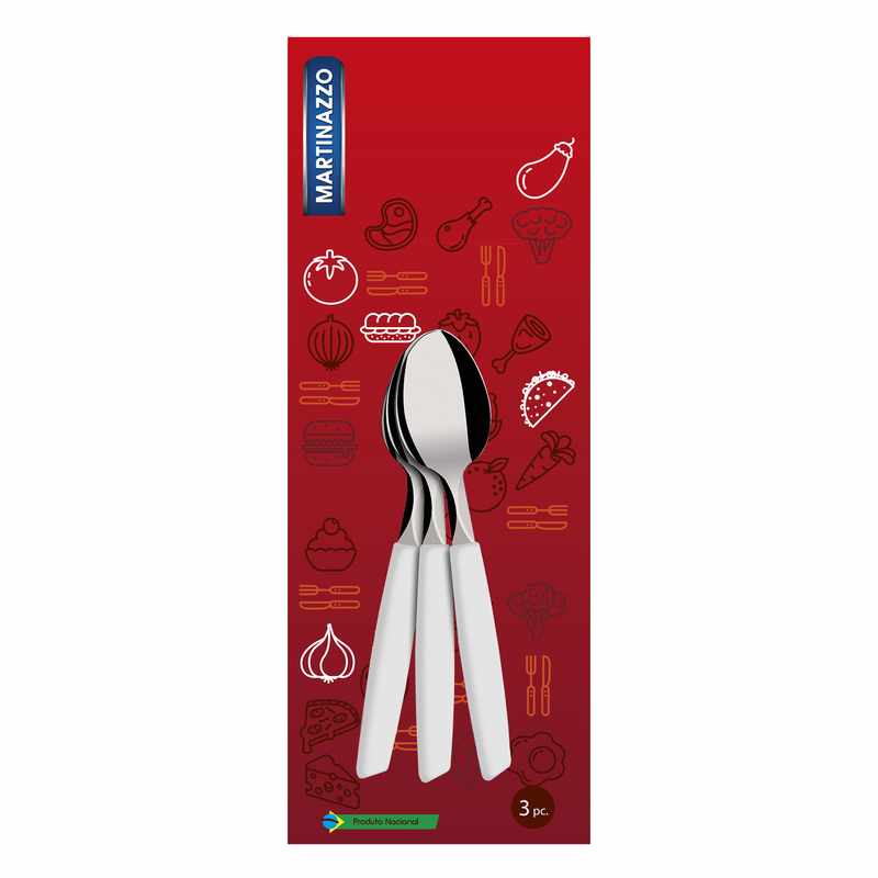 [HA3453BL] Cubiertos cucharas de té x3 en blister acero inoxidable BLANCO, PIEMONTE MARTINAZZO