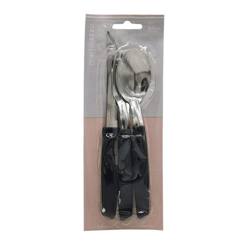 [HA3460NG] Cubiertos juego x3 acero inox en blister NEGRO, PIEMONTE MARTINAZZO
