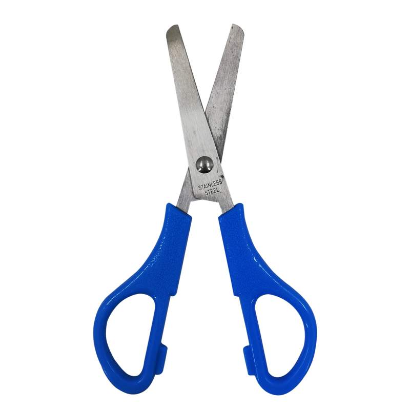 Tijera punta roma 13cm, en sobre de PVC, varios colores