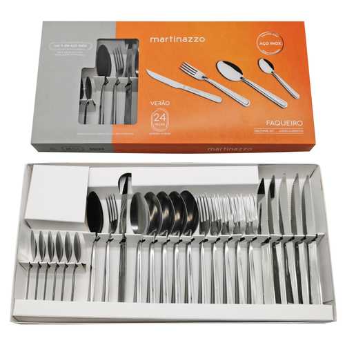 Cubiertos juego x24 acero inox en caja, VERAO MARTINAZZO