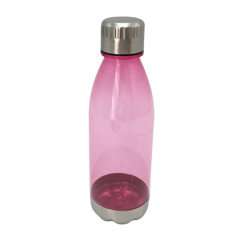 [HA3548] Botella deportiva de plástico 650ml, base de metal, boca ancha, con correa, varios colores