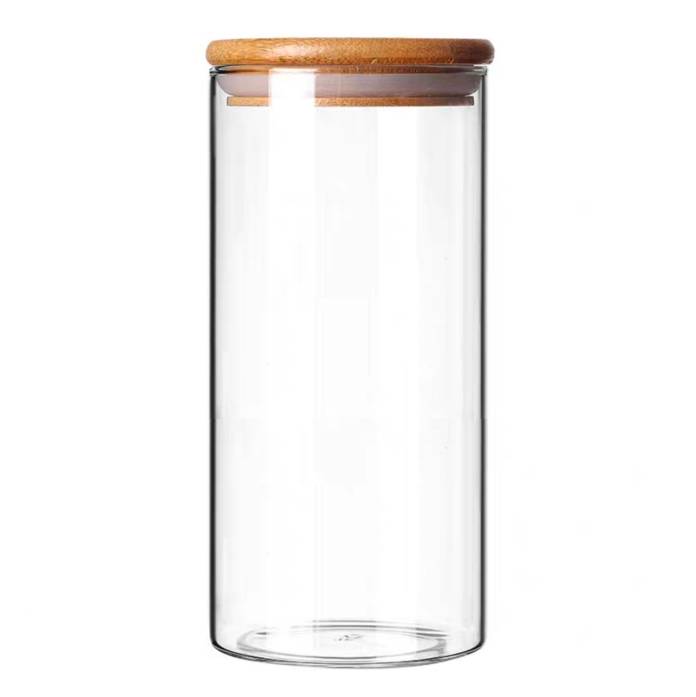 [HA3594] Frasco de vidrio con tapa de bambú 1500ml