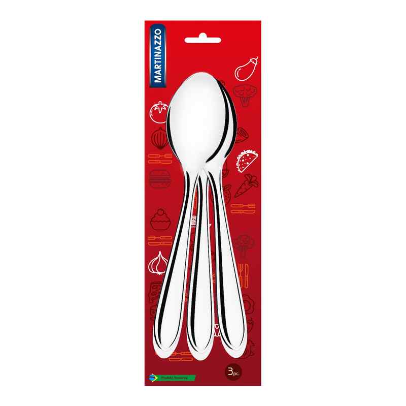 Cubiertos cucharas de mesa x3 acero inoxidable en blister, ATUAL MARTINAZZO