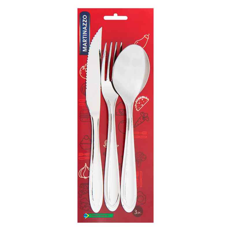 [HA3601] Cubiertos juego x3 acero inox en blister, ATUAL MARTINAZZO