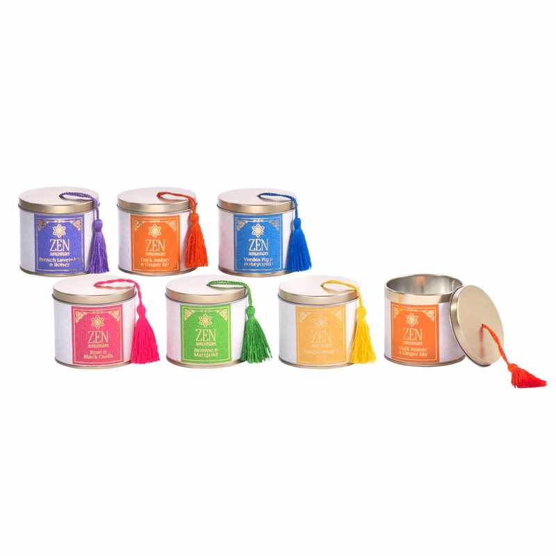 [HA3697] Vela frasco de metal ZEN con tapa, CAJAx6 varias fragancias