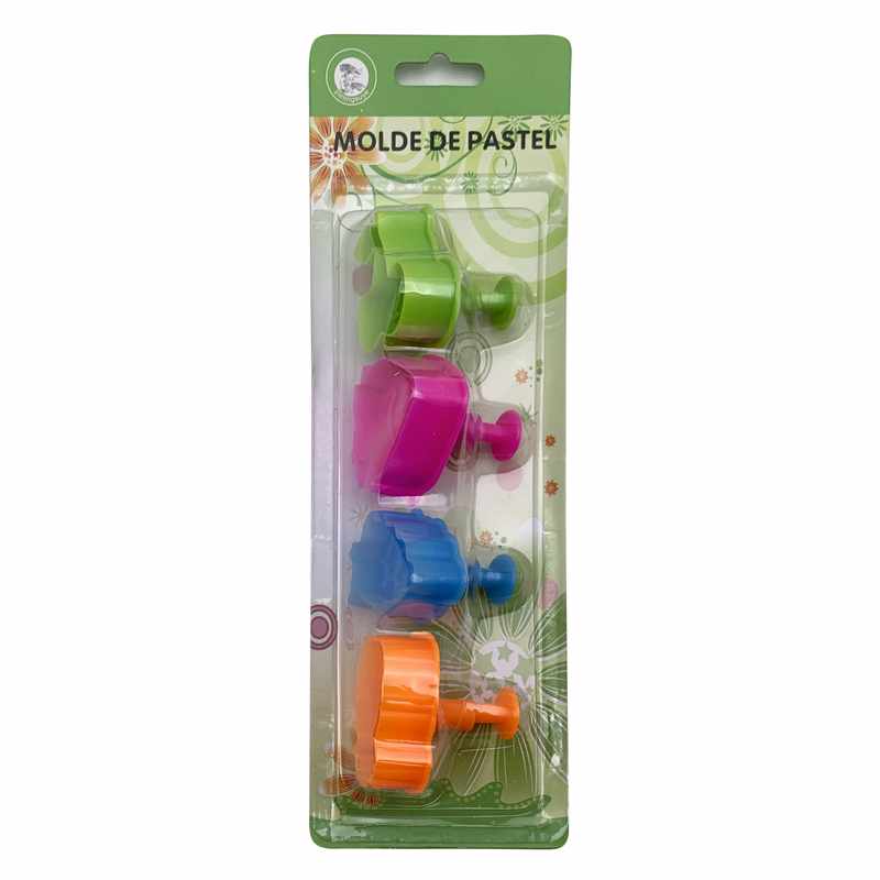 [HA3710] Cortante de plástico para galletitas x4, en blister, colores surtudos