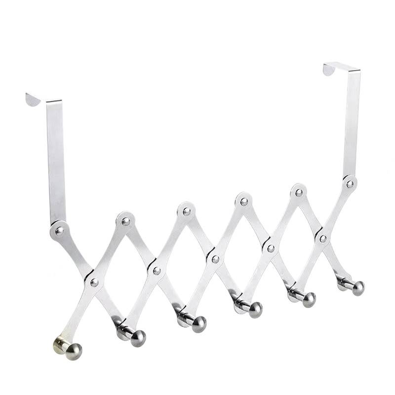 [HA3771] Perchero acero inoxidable extensible sobre puerta, 6 ganchos en caja