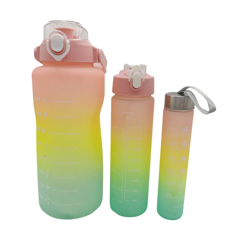 Botella deportiva graduada motivacional x3 tamaños distintos, varios colores