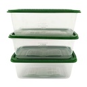 Vianda recipiente de plástico rectangular x3, 1000ml
