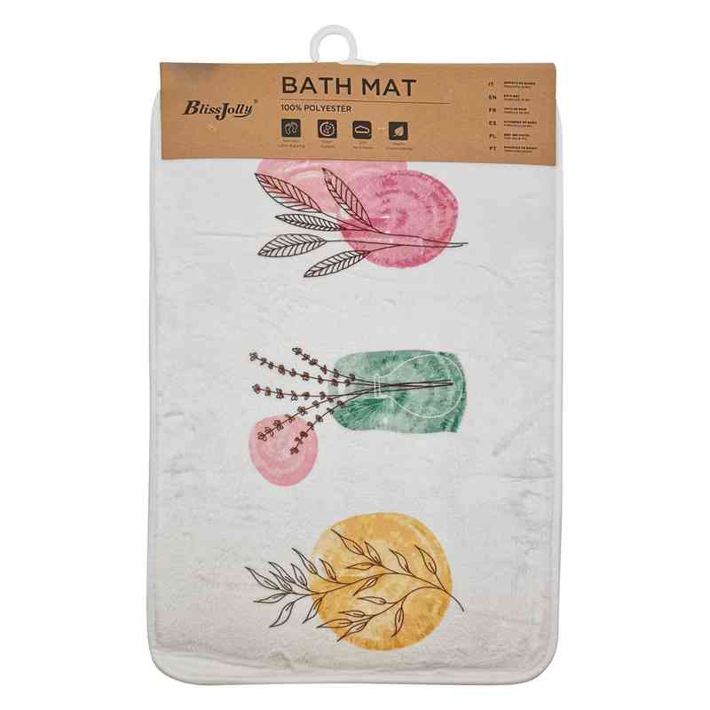 [HA3812B] Alfombra para baño suave, con antideslizante, diseño hojas