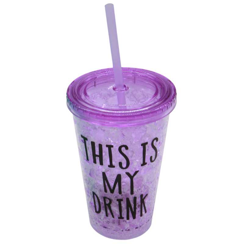 [HA3839] Vaso con sorbito, de acrílico 500cc, tapa rosca, en caja, varios diseños