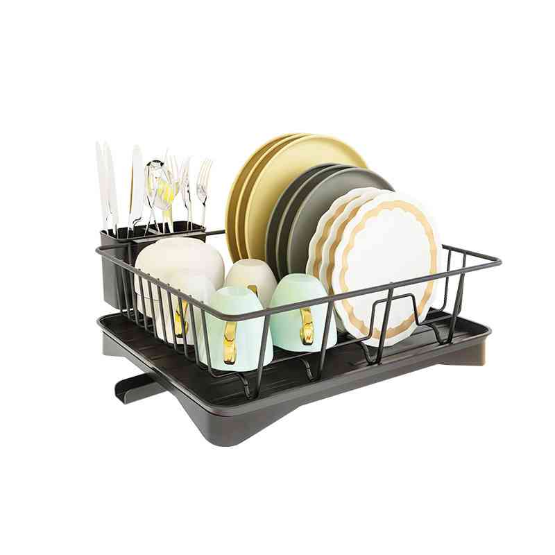 [HA3889] Escurridor de platos, de metal, con bandeja y desagüe, en caja
