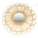 Espejo decorativo para colgar, de rattan