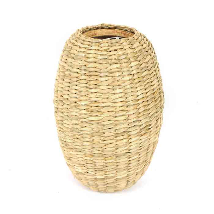 Florero de fibras naturales, junco de agua