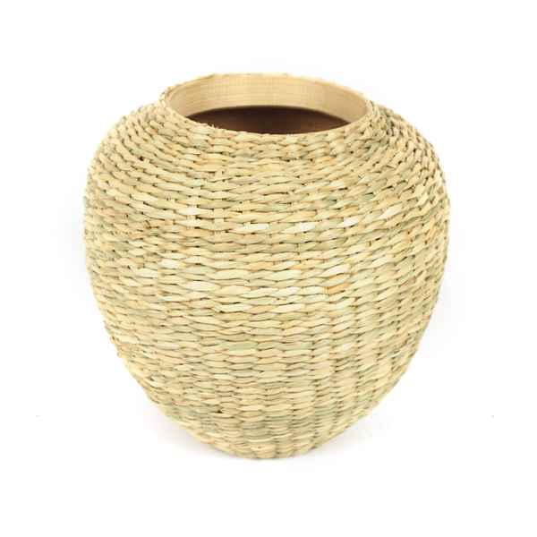 Florero de fibras naturales, junco de agua