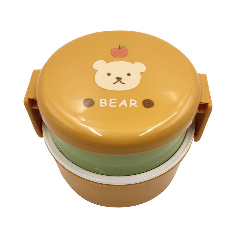 [HA3977] Vianda recipiente de plástico 2 niveles con tenedor, varios colores