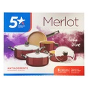 Ollas antiadherentes juego x5 piezas, en caja MERLOT