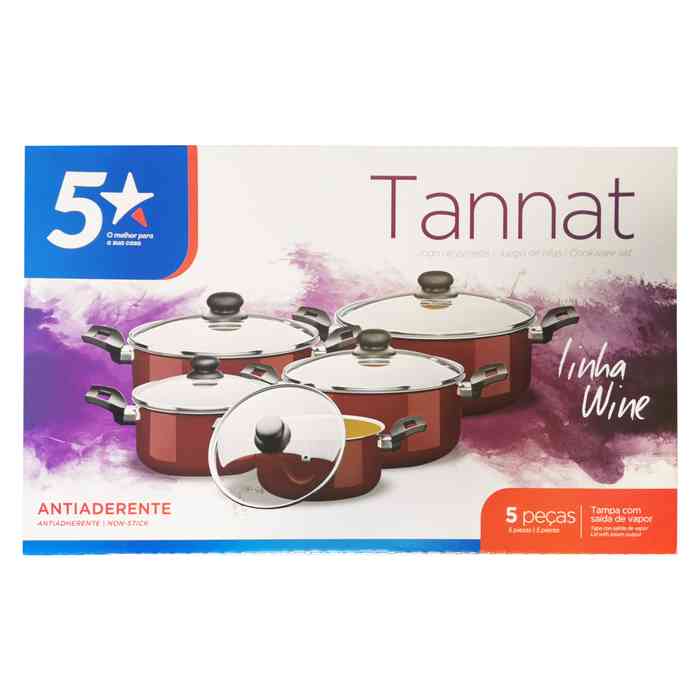 Ollas antiadherentes juego x5 piezas, en caja TANNAT