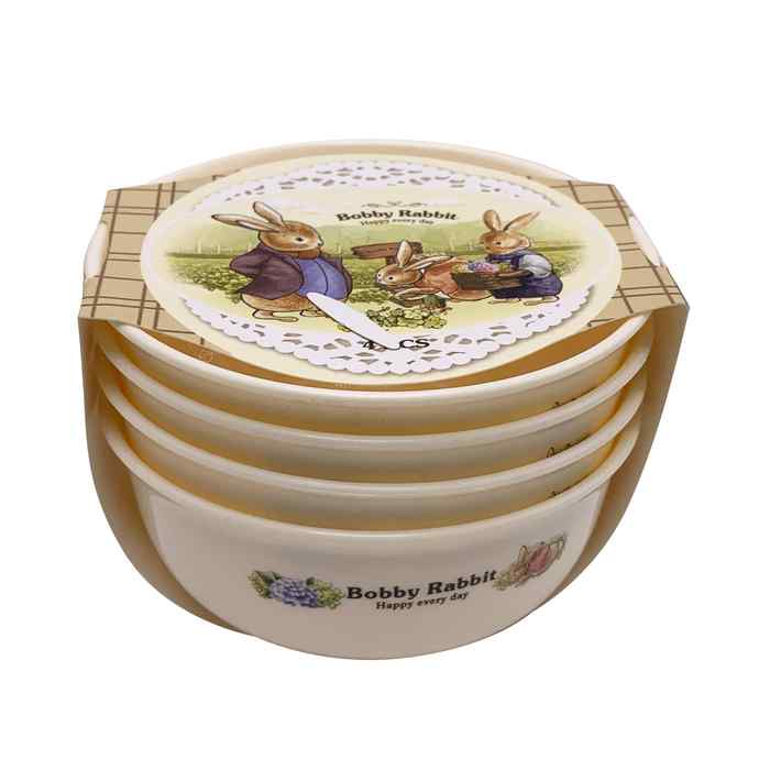 [HA4024] Bowl compotera de plástico x4, diseño infantil