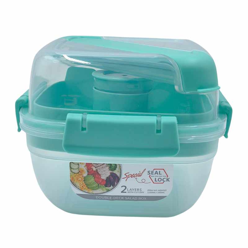 [HA4058] Vianda recipiente de plástico con cubiertos 2 niveles, varios colores