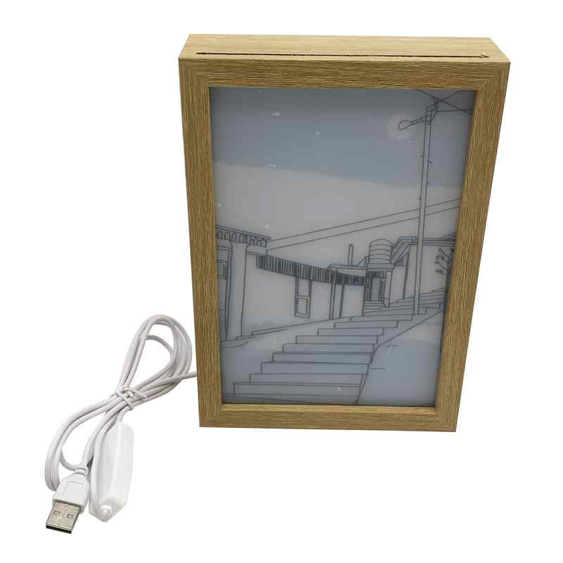 [HA4098] Cuadro de madera con luz, USB, en caja