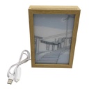 Cuadro de madera con luz, USB, en caja