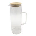 Jarra de vidrio 1200ml con tapa de bambú, en caja