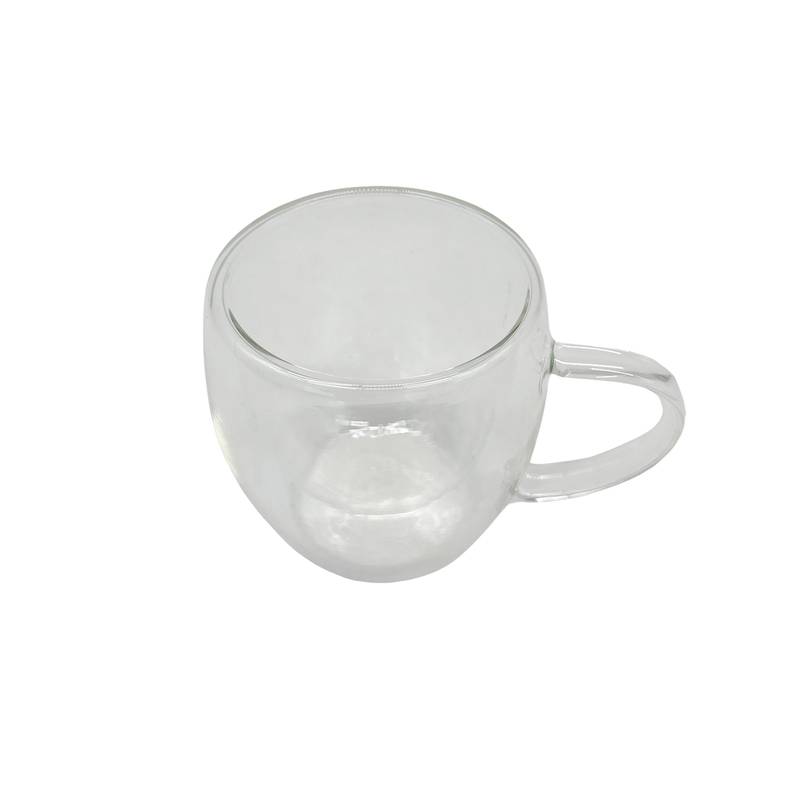 Taza de vidrio doble pared, 250ml, en caja