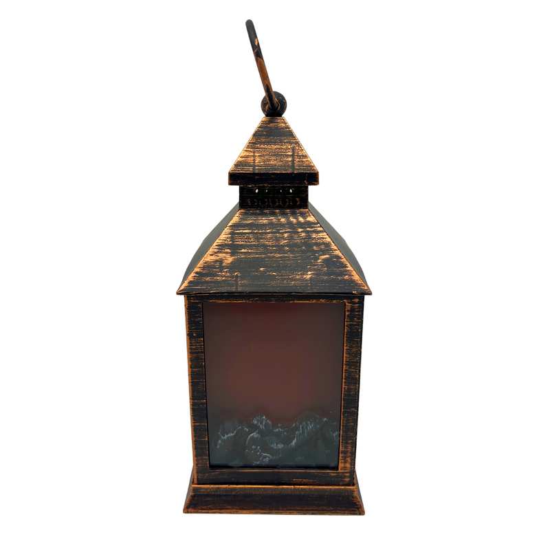 [HA4172] Adorno decorativo farol de plástico, simula fuego, 3AA y recarga USB, en caja