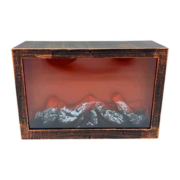 [HA4173] Adorno decorativo estufa de plástico, simula fuego 3pilas C y recarga USB, en caja