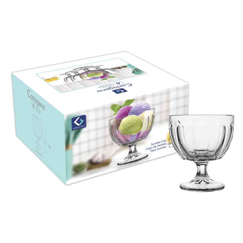Copa de vidrio para postre x4 420ml, en caja