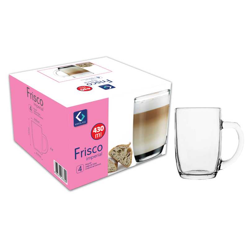 [HA4205] Taza de vidrio 430ml x4, en caja