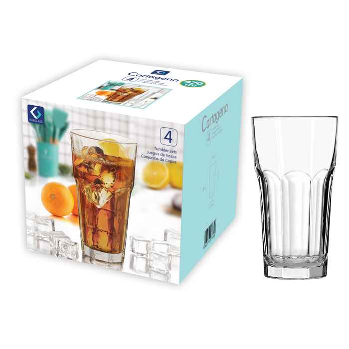 [HA4216] Vaso de vidrio 470ml x4, en caja