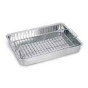 Asadera rectangular de aluminio con parrilla 38x27x6